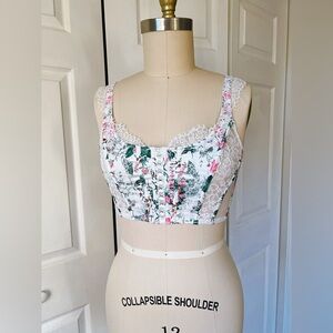 Victoria’s Secret Dream Angels Lace Corset Bra Top in Coconut White Botanical